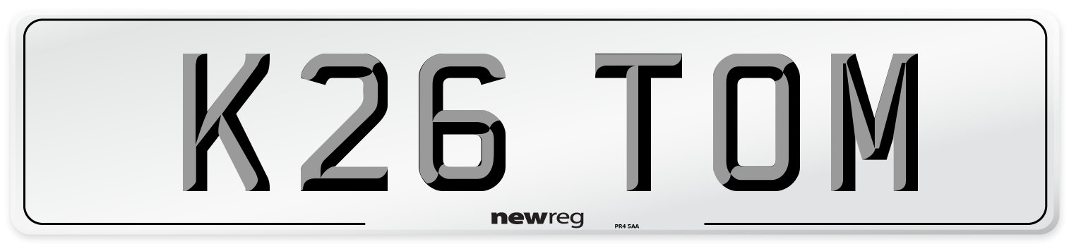 K26 TOM Number Plate from New Reg